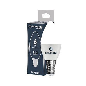 Лампа Включай LED PREMIUM C37-6W-E14-W 1003873