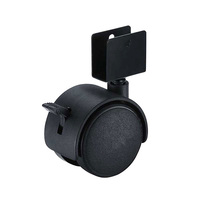 Колесо меб. черн. пластик d40мм (25кг) креп. П-образное, тормоз. // 6003040Д